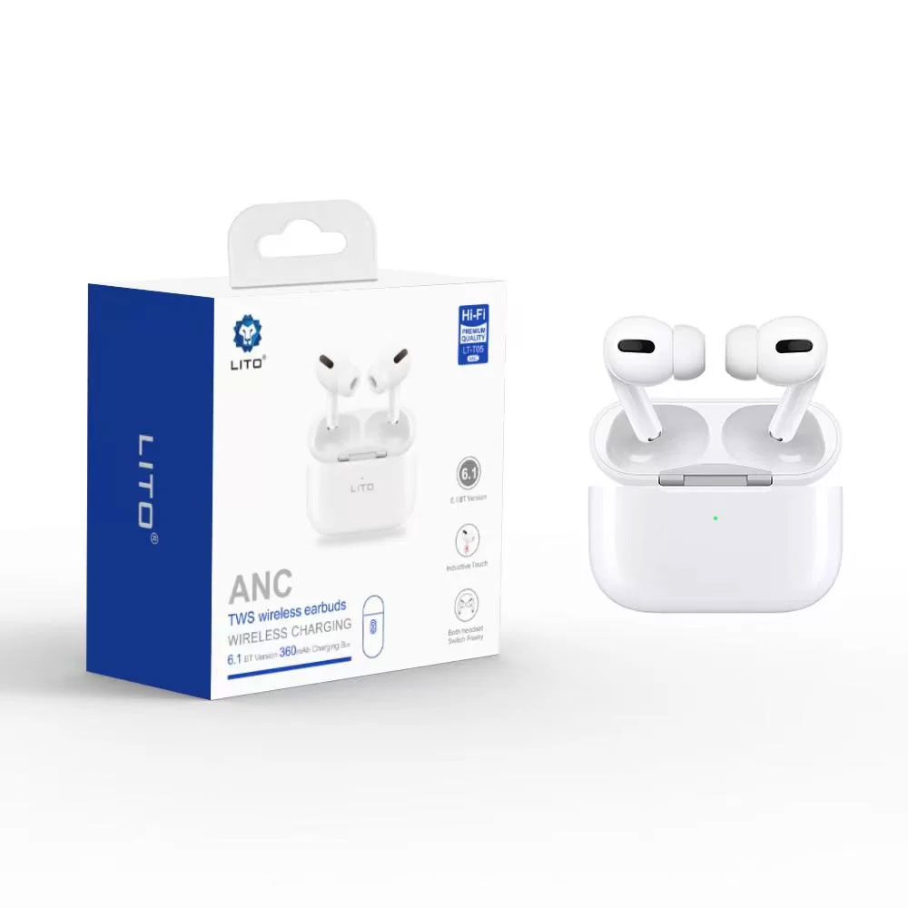 Lito LT-T05 - Product Box and Earbuds Side by Side