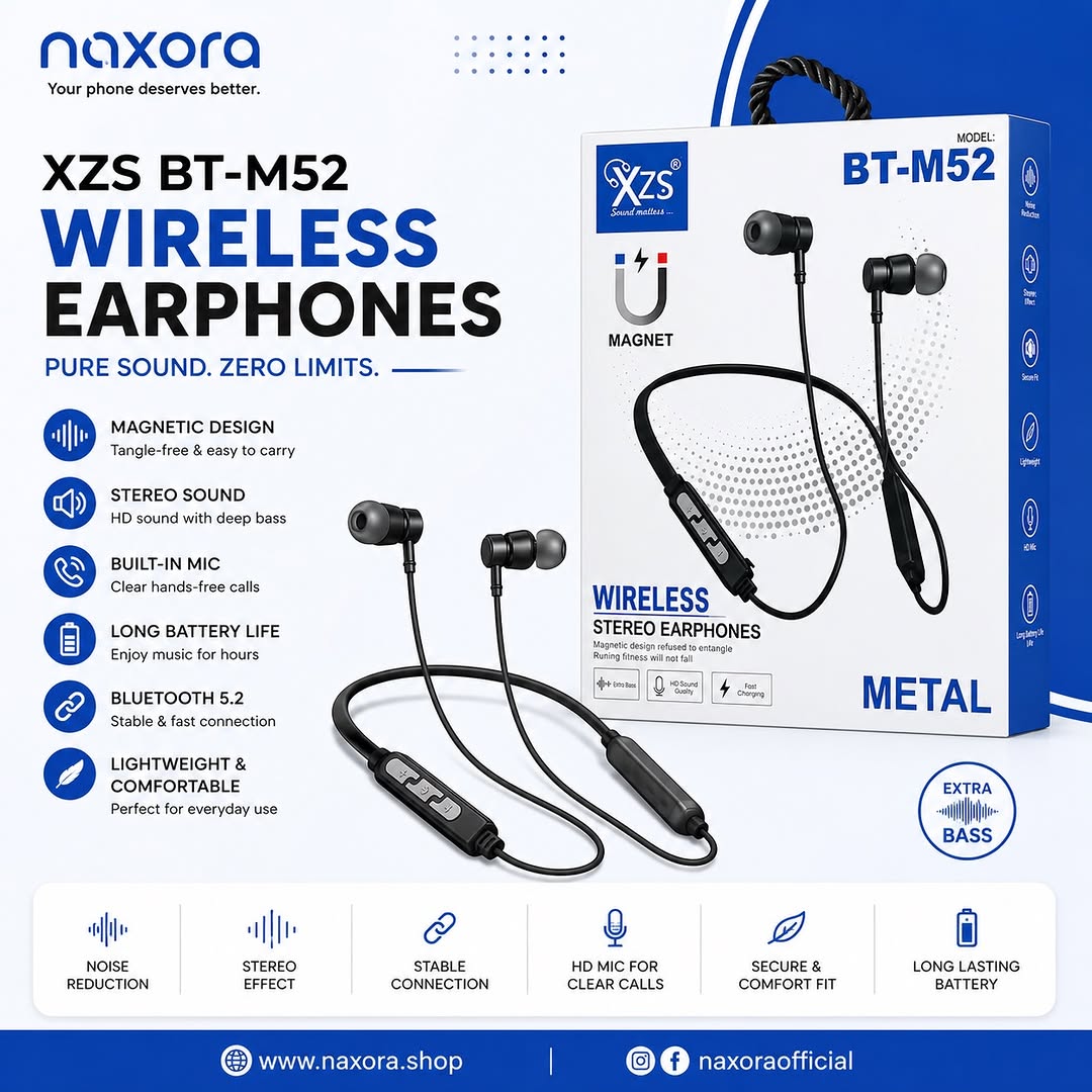 XZS BT-M52 Wireless Neckband Earphones - Naxora Official Banner