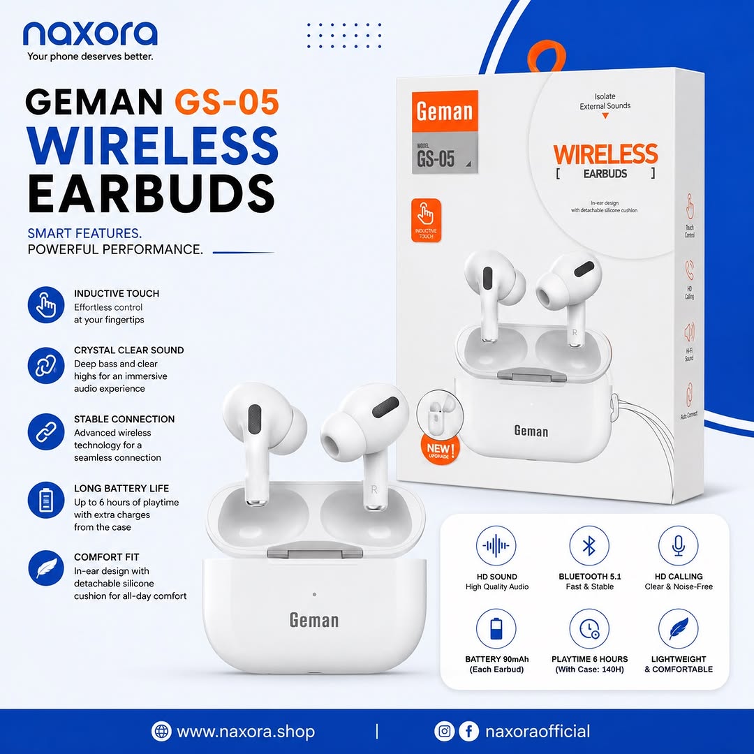 Geman GS-05 Wireless Earbuds - Naxora Official Product Banner